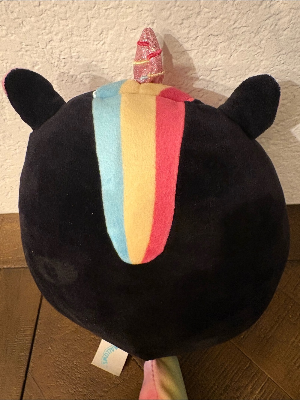 Squishmallows Black Plush Unicorn Skeleton Backpack with Pink Accents - Picture 4 of 5